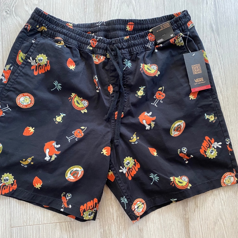 Vans Range Elastic Shorts with Red & Yellow Fruit Print